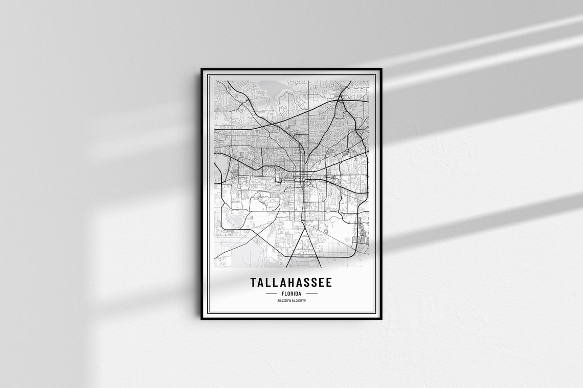 Tallahassee Florida Street Map Black and White Minimalist City Poster - Image 4