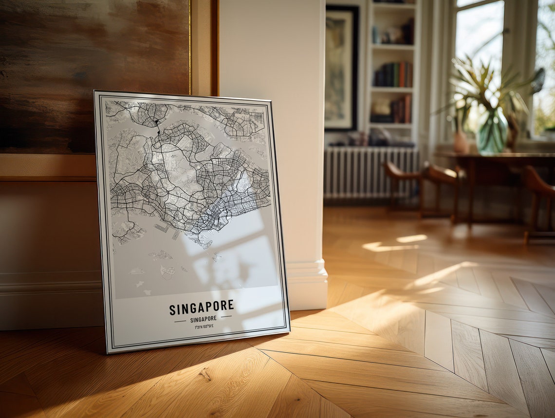 Singapore City Map Minimalist Street Line Art Gallery Wall Poster - Image 4
