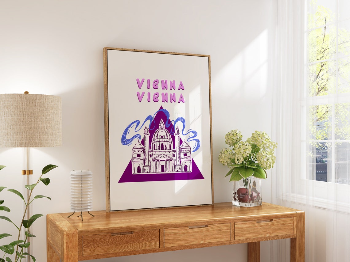 St Charles Church Vienna Austria Hand Drawn Illustration Poster - Image 6