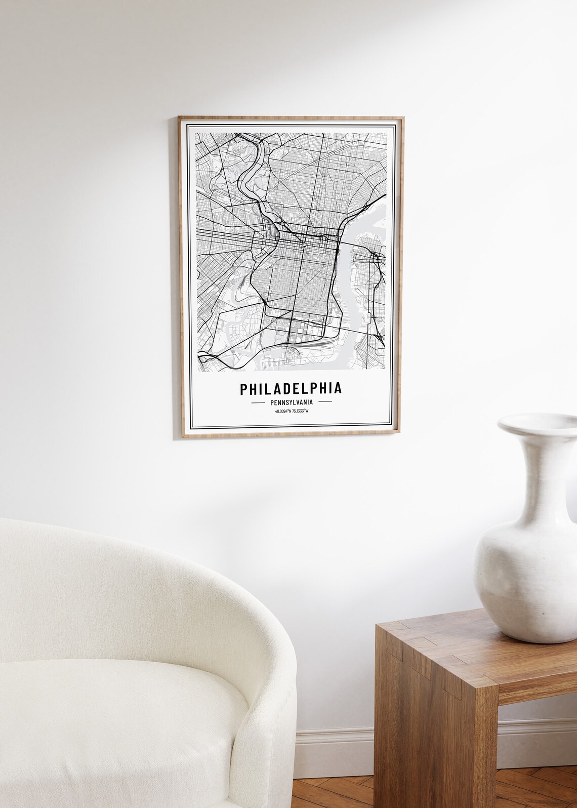 Philadelphia Pennsylvania Street Map Black and White Minimalist City Poster - Image 5