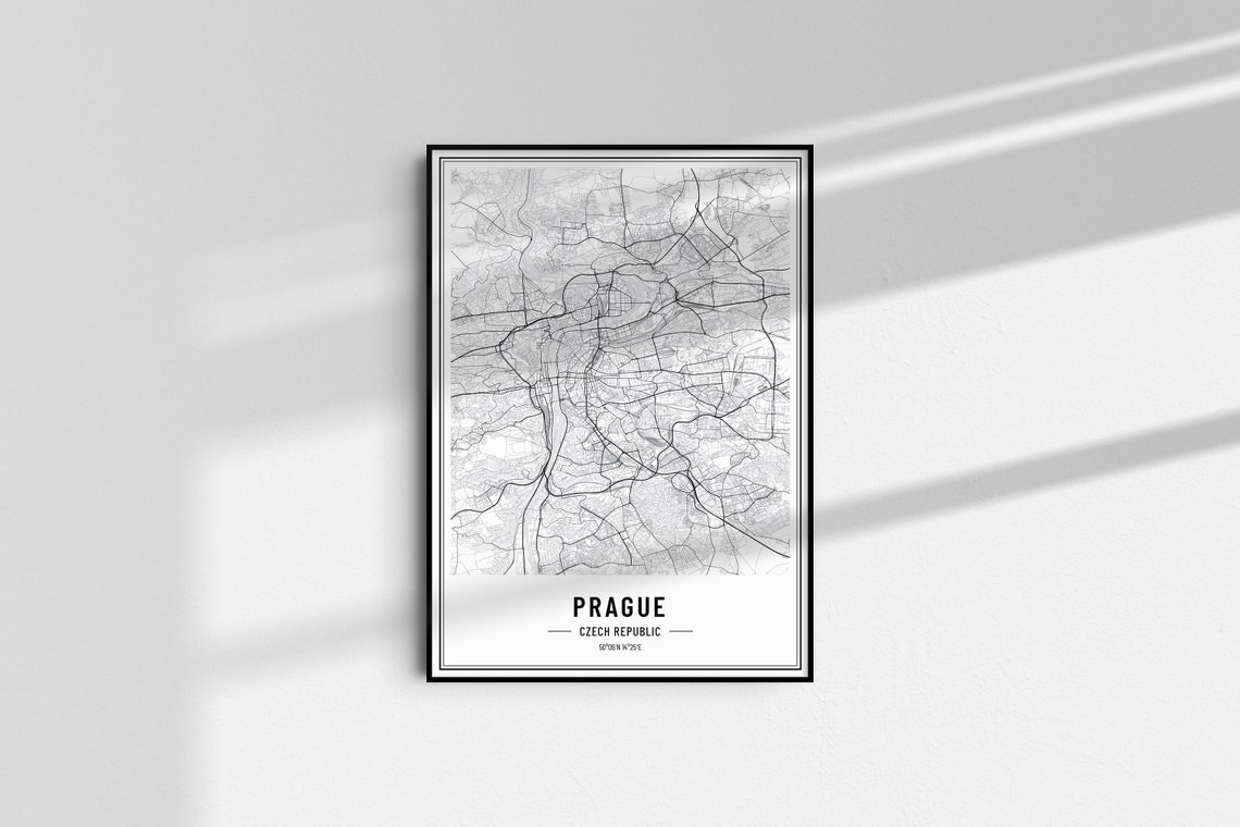 Prague Czech Republic Minimal Black and White City Map Poster - Image 4