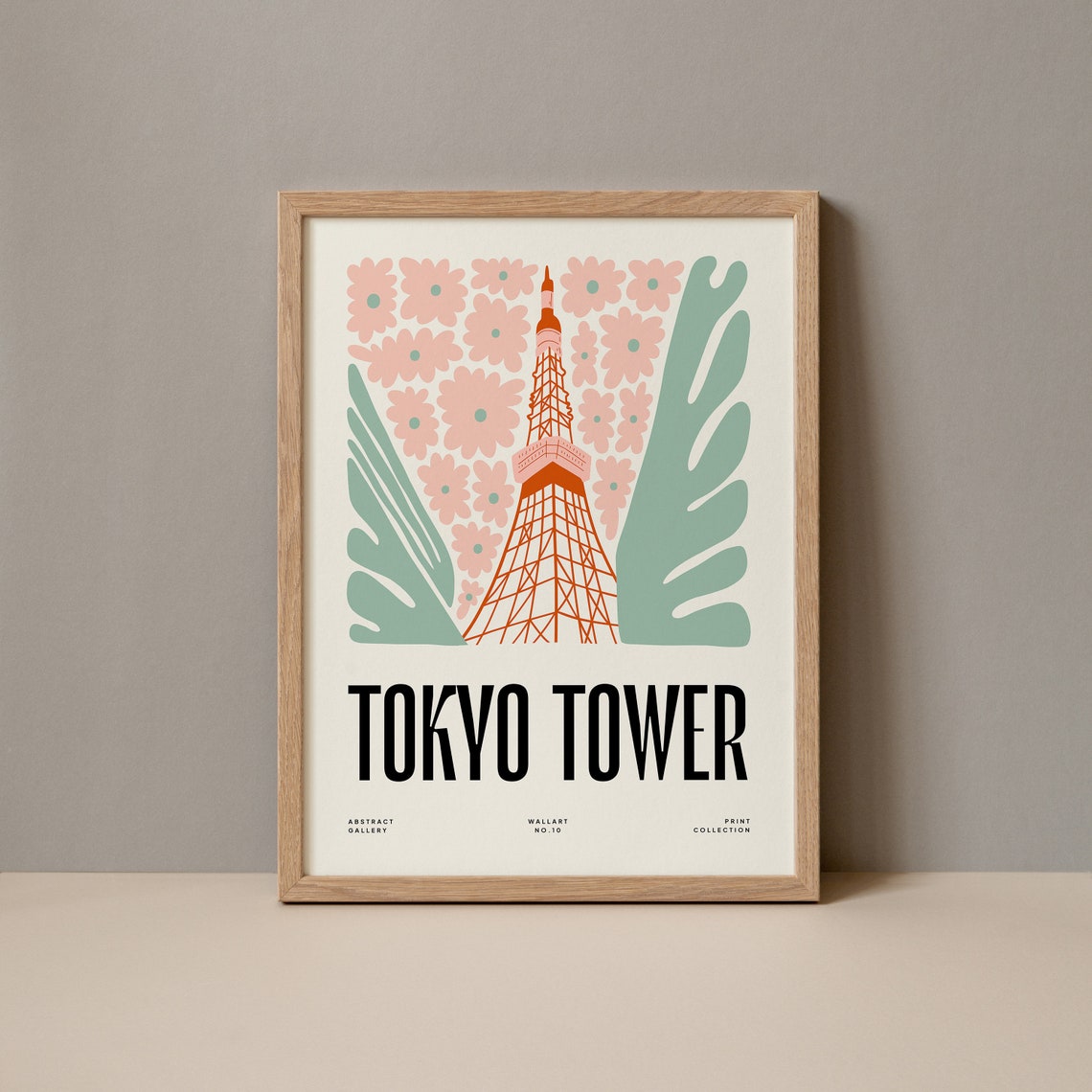 Tokyo Tower Japan Orange Lattice Tower Cherry Sakura Bloom Poster