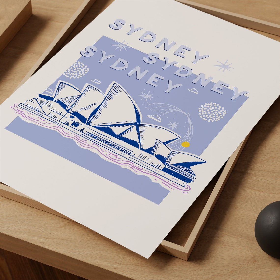 Sydney Opera House Australia Blue Hand Drawn Illustration Poster - Image 5