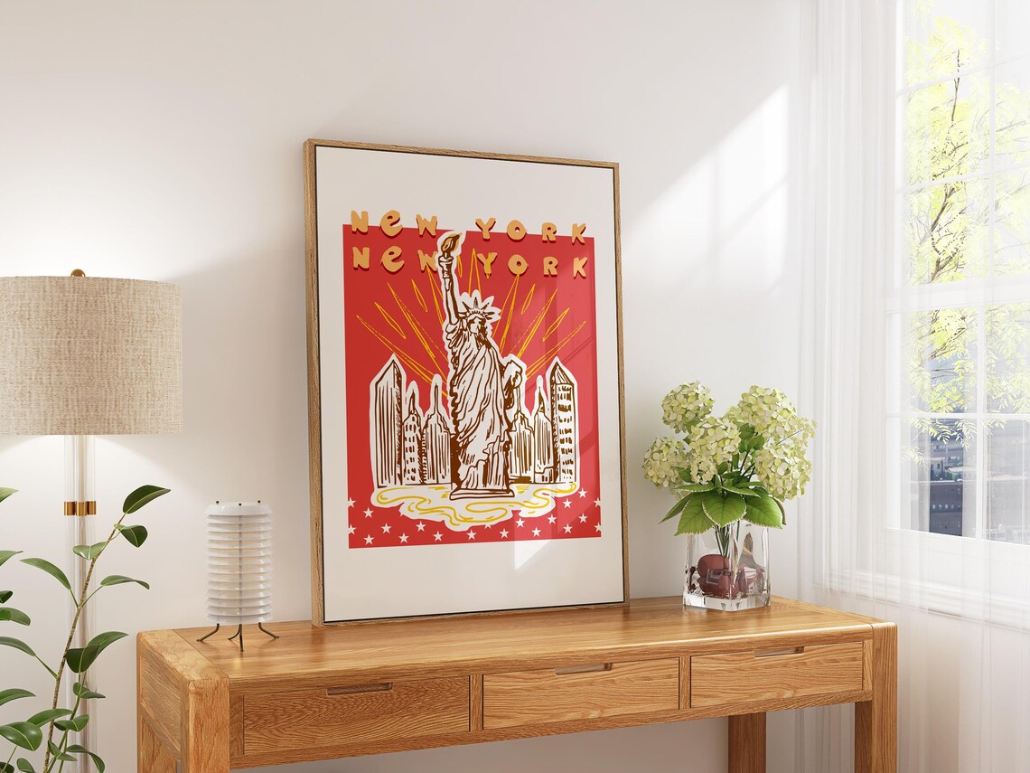 Statue of Liberty New York City Iconic Retro Pop Art Travel Poster - Image 2