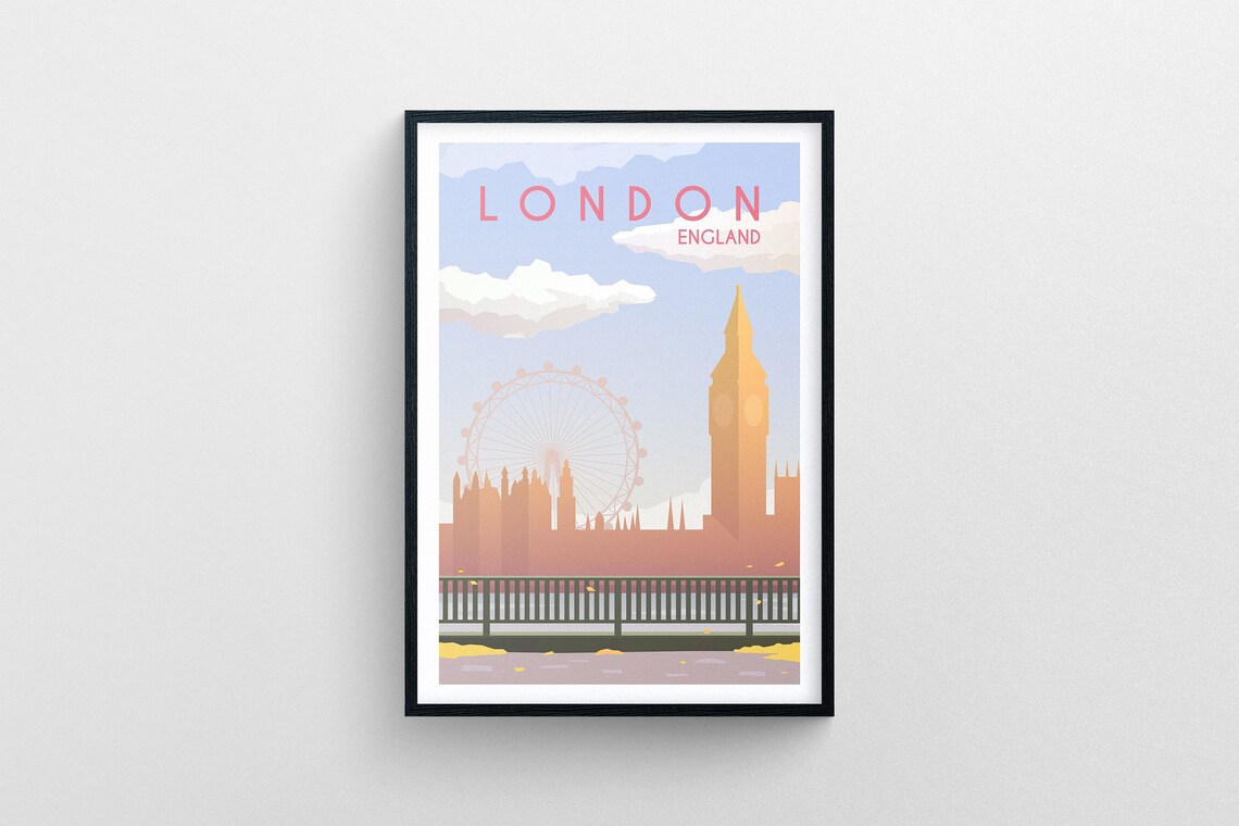 London England London Eye Big Ben Westminster Skyline Poster Art - Image 5