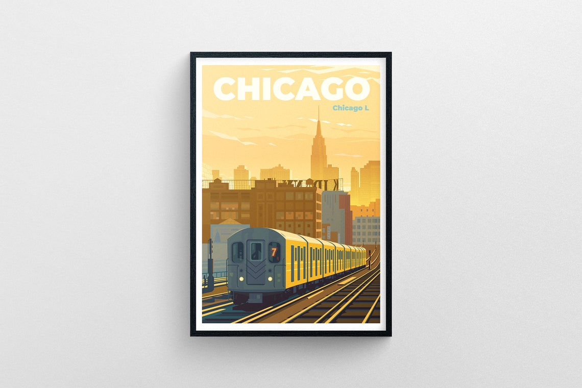 Chicago Illinois Travel Poster Chicago Gallery Wall Art Chicago Travel Print Chicago Wanderlust Poster Chicago Travel Illustration Print - Image 5
