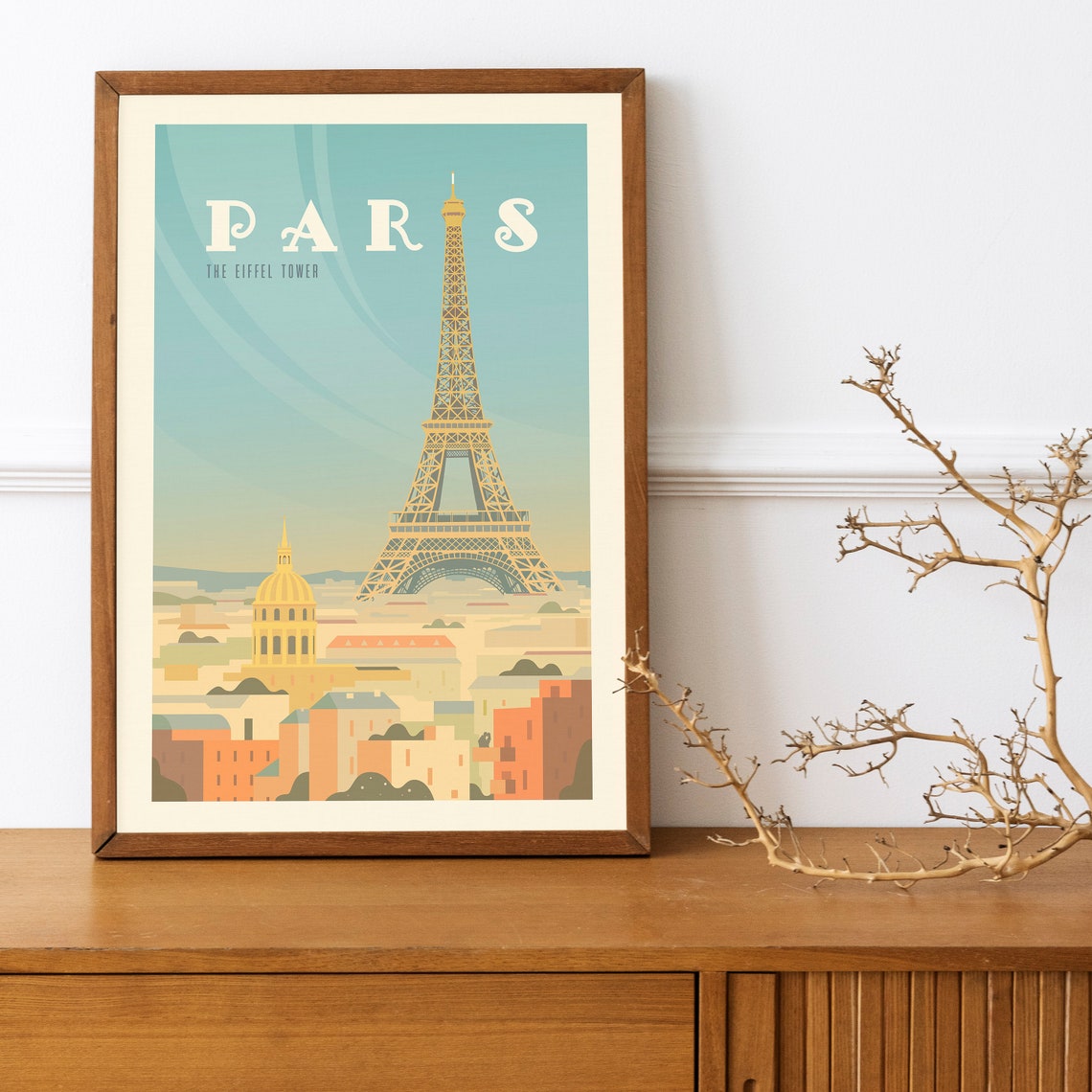 Paris Eiffel Tower Retro City Skyline Vintage Travel Wall Poster - Image 4