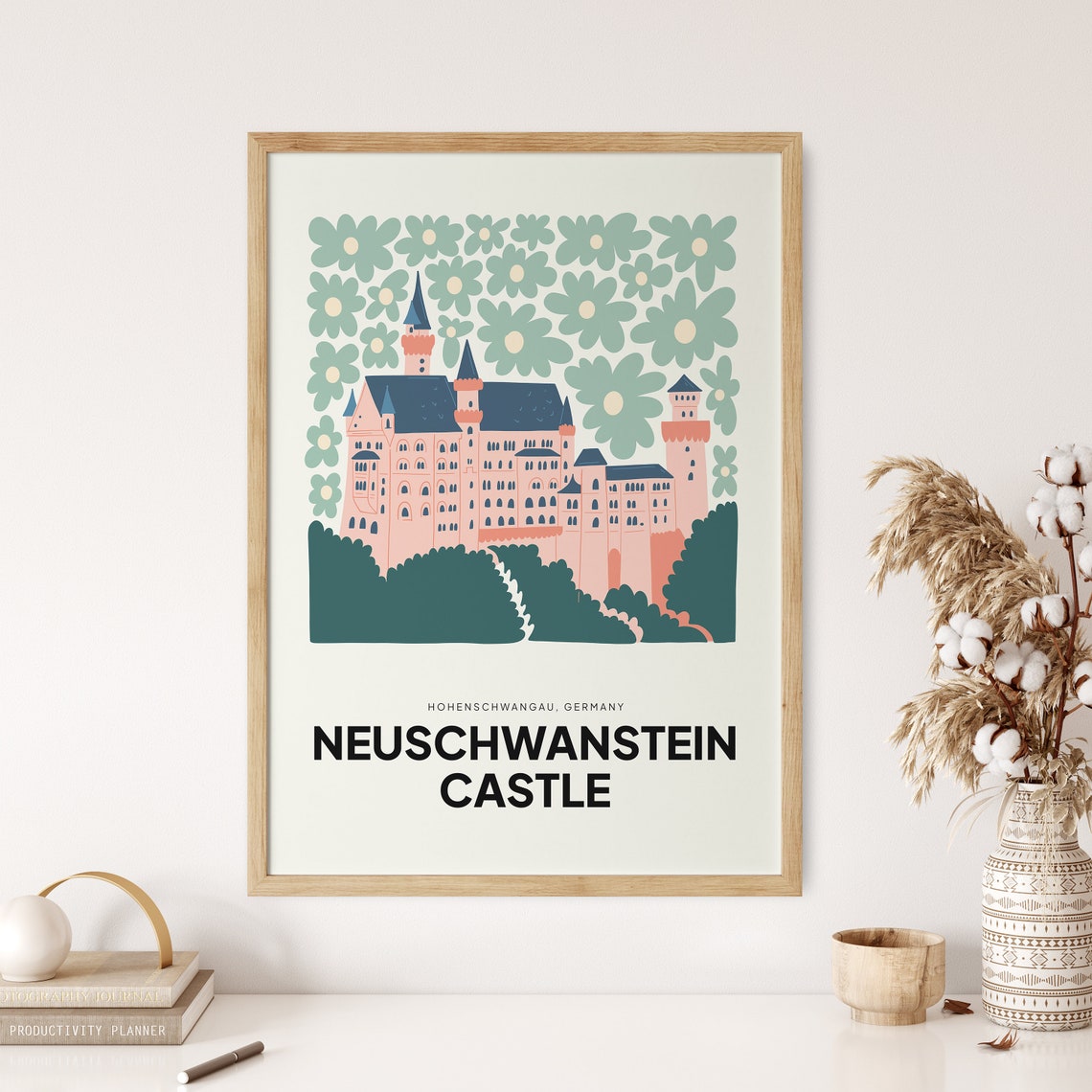 Neuschwanstein Castle Germany Abstract Floral Gallery Art Poster - Image 4