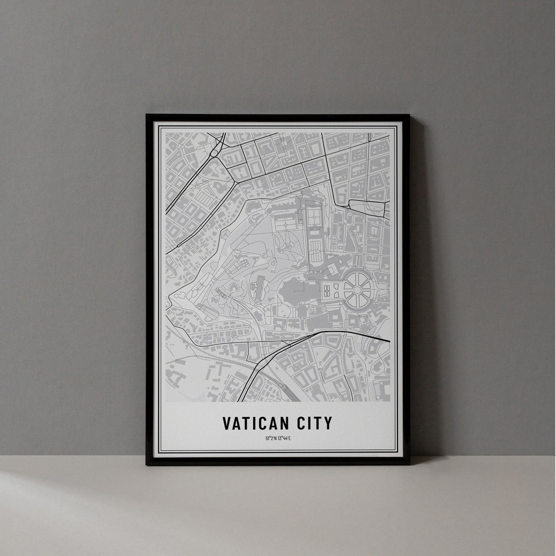 Vatican City Minimalist Street Map Black Line Art Poster Decor