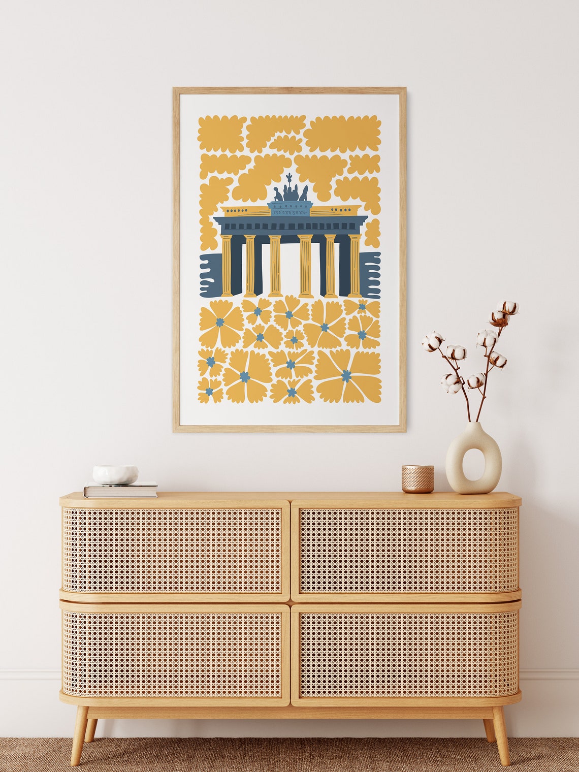 Brandenburg Gate Berlin Floral Abstract Landmark Art Wall Poster - Image 3