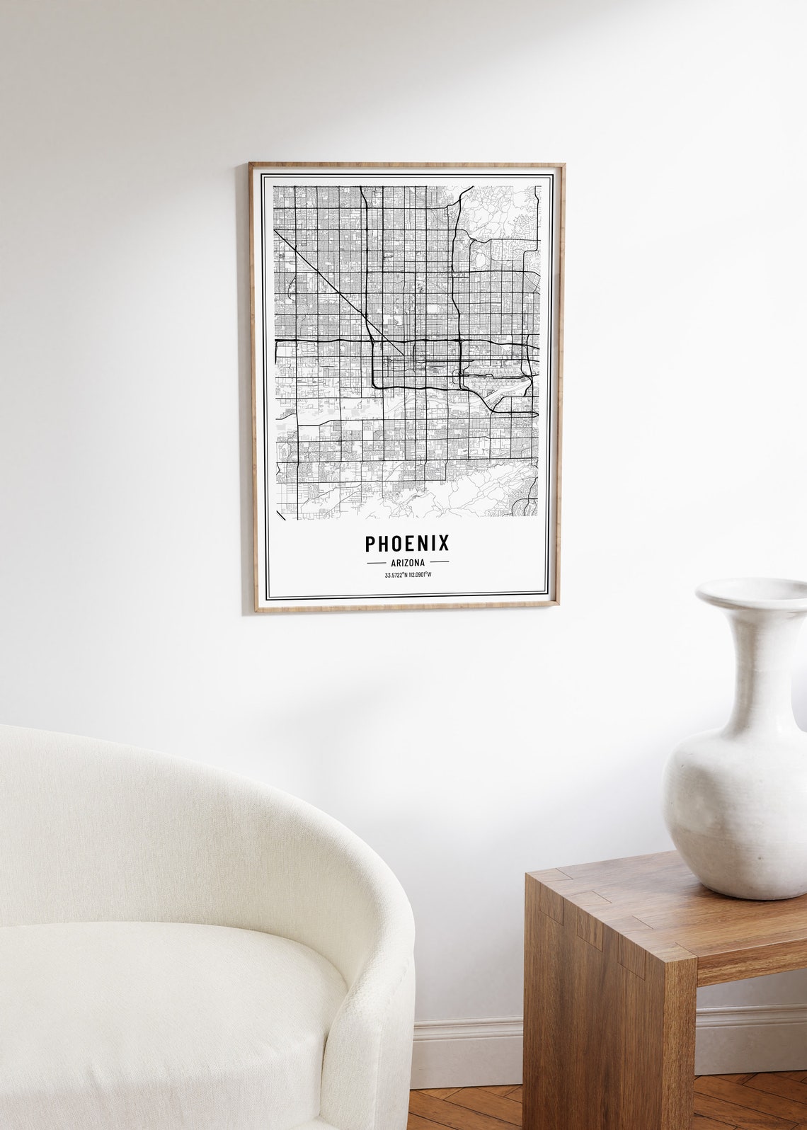 Phoenix Arizona City Map Minimalist Street Line Art Wall Poster - Image 5