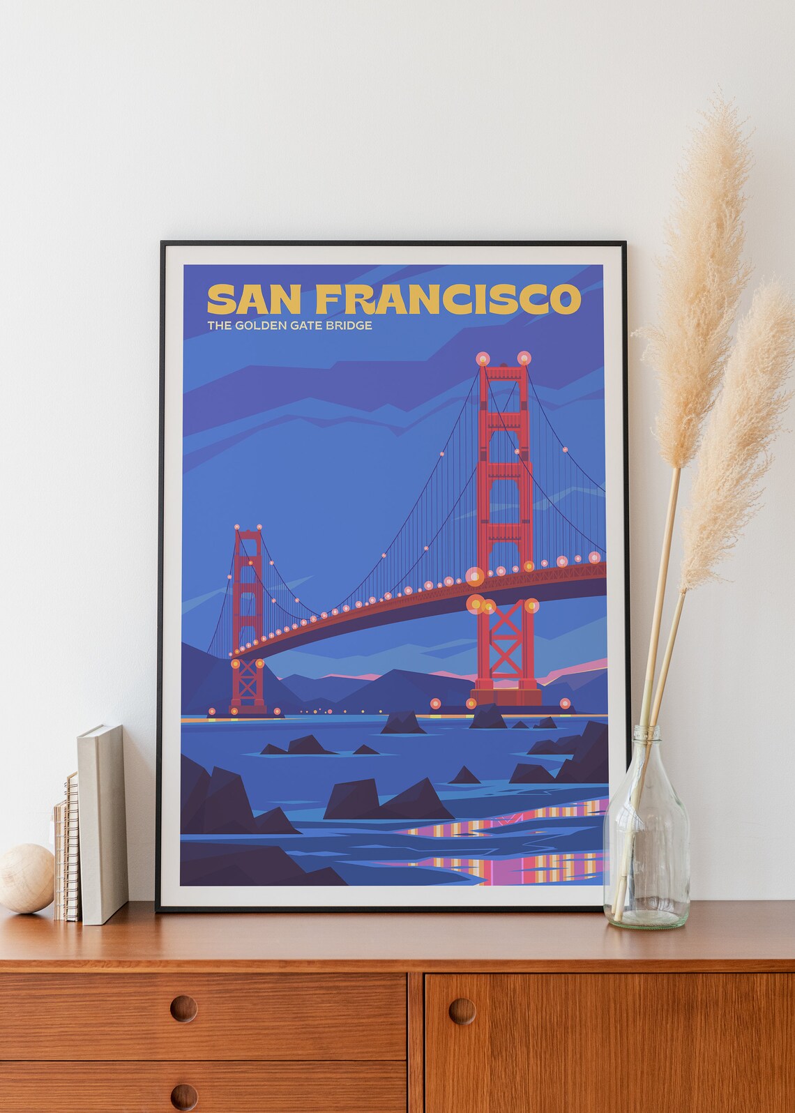 San Francisco California Travel Poster, Golden Gate Bridge - Image 3