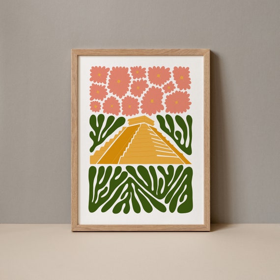 Chichen Itza Poster Chichen Itza Print Mexico Print Yucatan Mexico Poster Chichen Itza Travel Chichen Itza Artwork