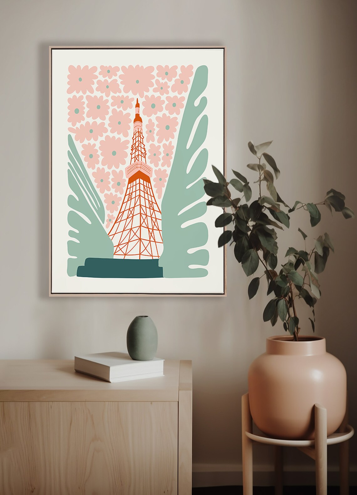 Tokyo Tower Japan Travel Poster, Trendy Art - Image 4
