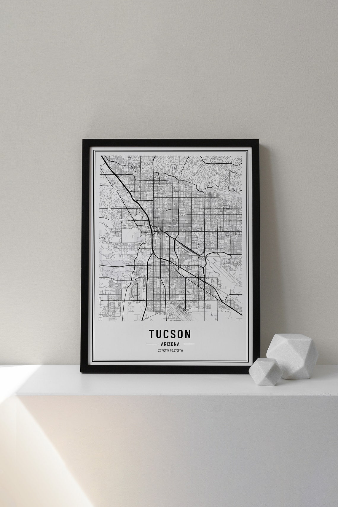 Tulsa Oklahoma Modern Black and White Minimalist City Map Poster - Image 3