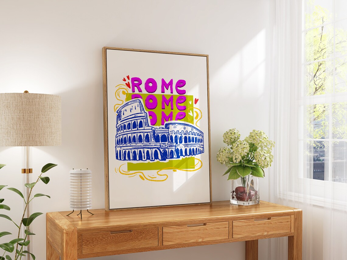 Rome Colosseum Colorful Travel Illustration Art Print - Image 5