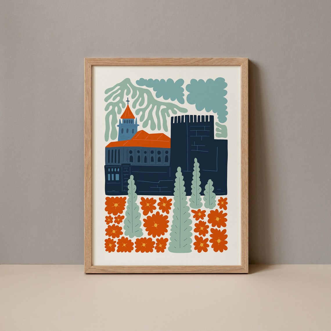 Alhambra Granada Spain Abstract Travel Poster