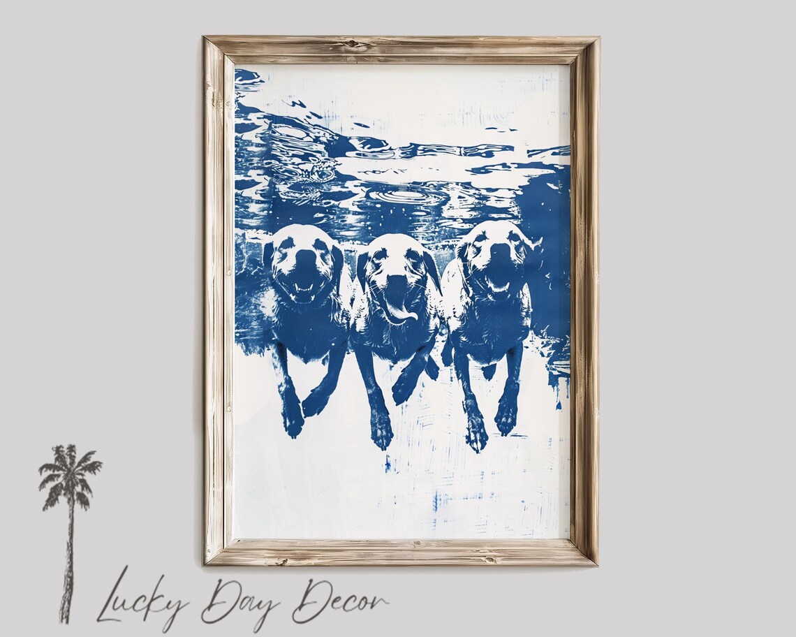 Dog Days at the Beach, Coastal Sketch Art Print