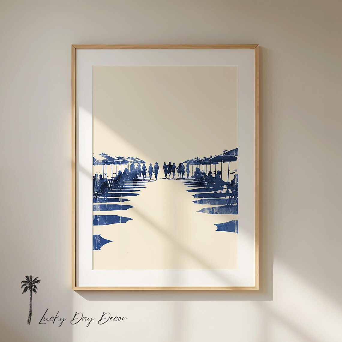 Beach Day Blissful Art Print, Minimalist Coastal Decor
