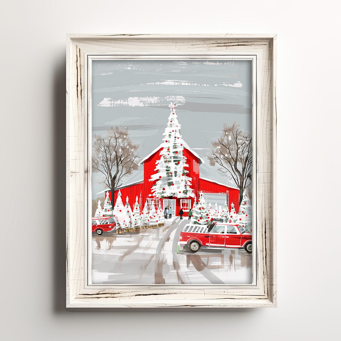 Country Christmas Tree Farm Retro Winter Art Print
