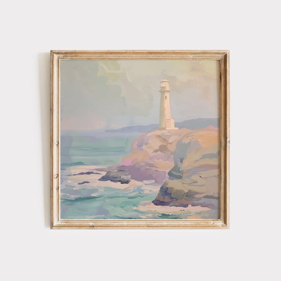 Lighthouse Painting Coastal Wall Art Print Granddaughter Prints Trendy Apartment Decor Housewarming Gift