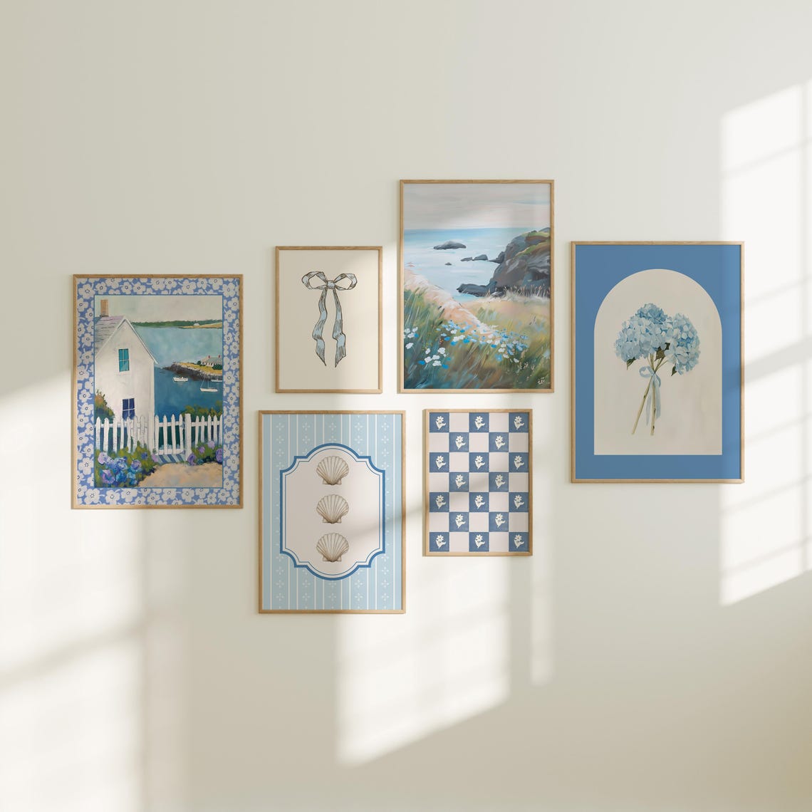 Coastal Granddaughter Set Of 6 Blue Beach Gallery Art Print Set