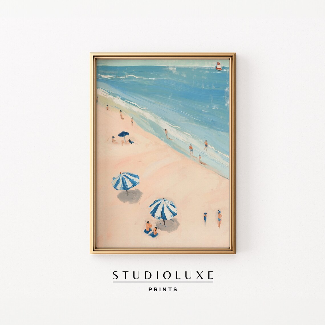Beachy Vintage Oil Painting Coastal Art Print