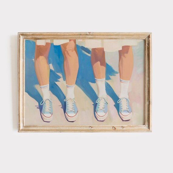 Blue Sneakers and White Socks Vintage Fashion Cropped Legs Poster
