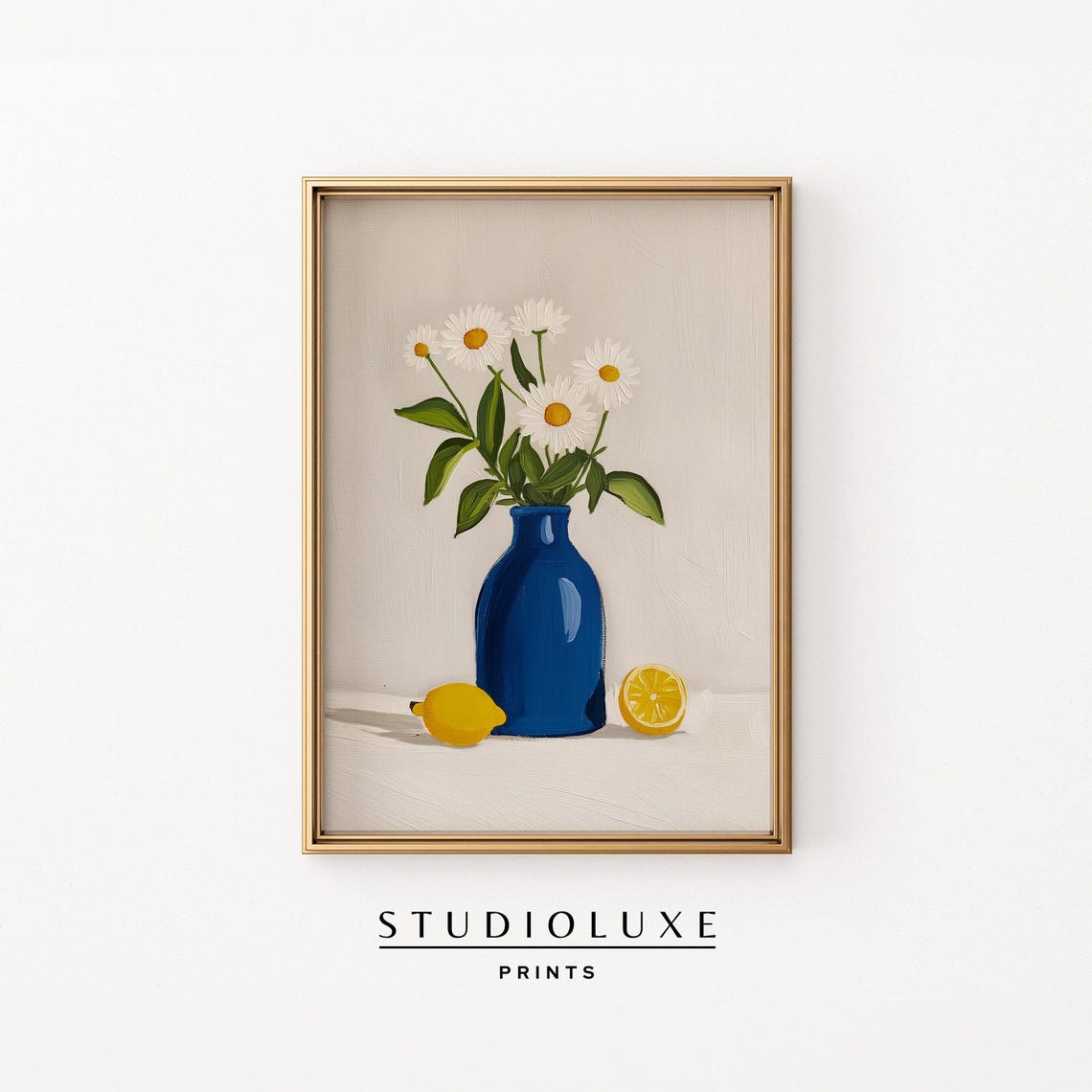 Lemon Botanical Print Kitchen Wall Art Blue Trendy Apartment Decor Prints