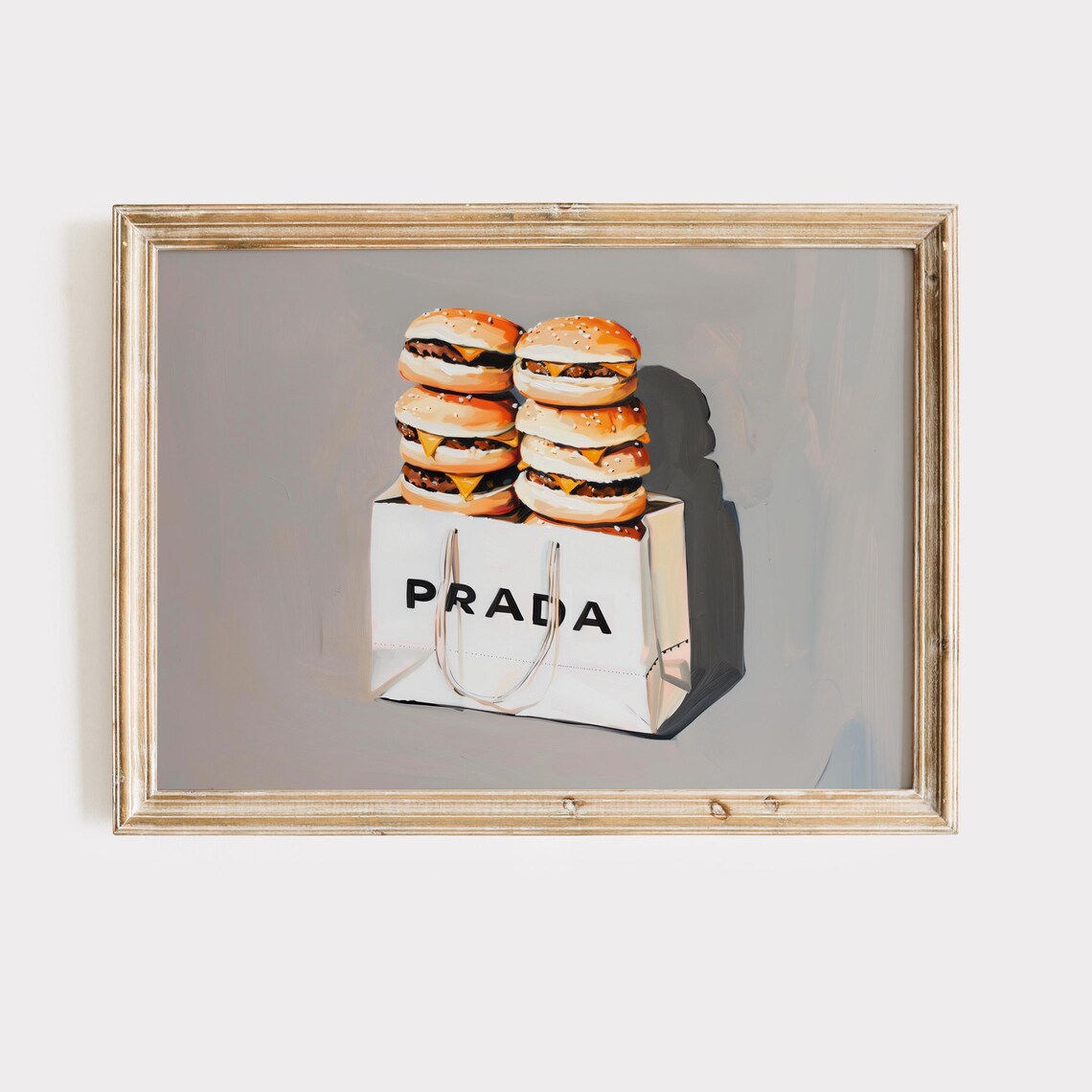 Prada Shopping Bag With Burger Stack Pop Art Foodie Fashion Fun Poster