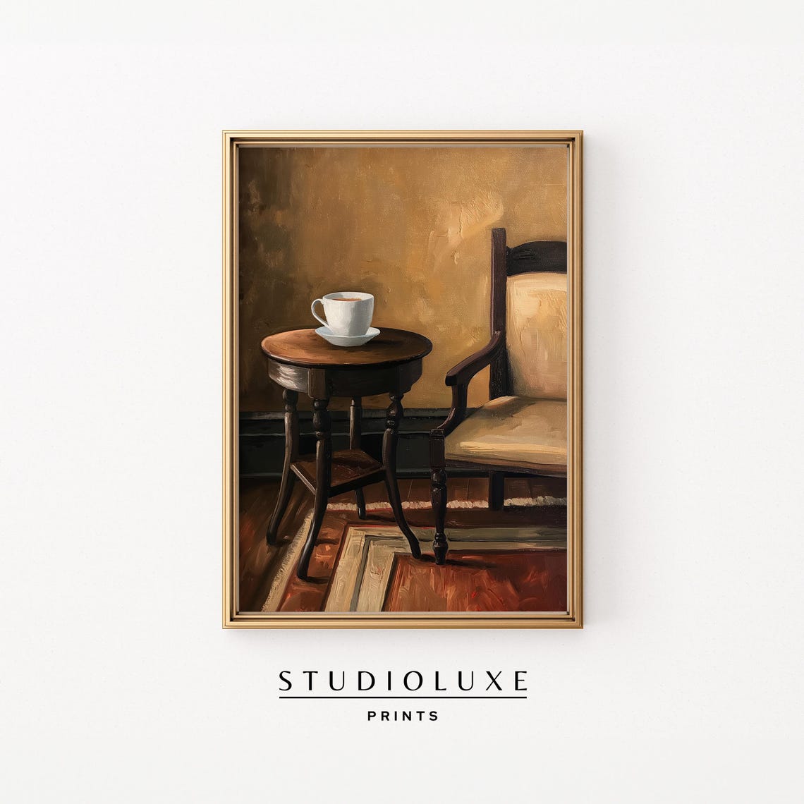 Moody Coffee Cup Side Table Armchair Vintage Interior Poster