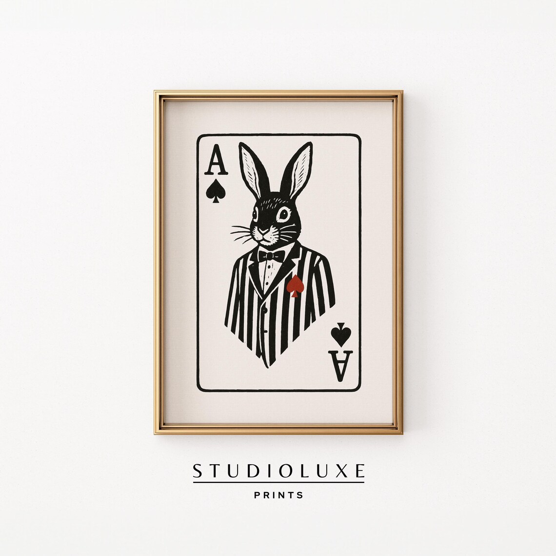 Jackrabbit Ace of Spades Playing Card Pinstripe Tuxedo Funny Poster