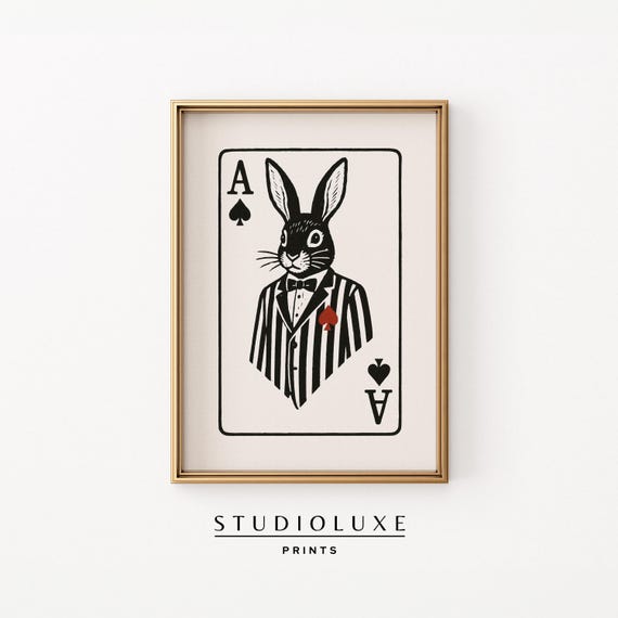 Jackrabbit Ace of Spades Playing Card Pinstripe Tuxedo Funny Poster