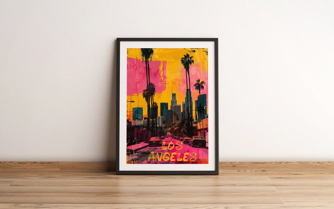 Los Angeles Travel Poster, Cityscape Painting - Image 3