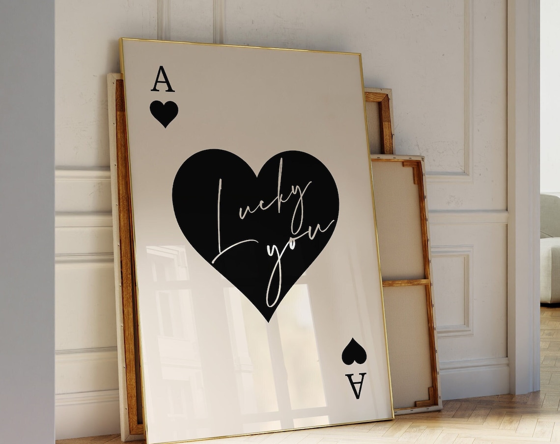 Trendy Ace Of Hearts Print Lucky You Poster Trendy Retro Wall Art Retro Trendy Aesthetic Print Playing Card Poster Preppy Y2k Room Decor