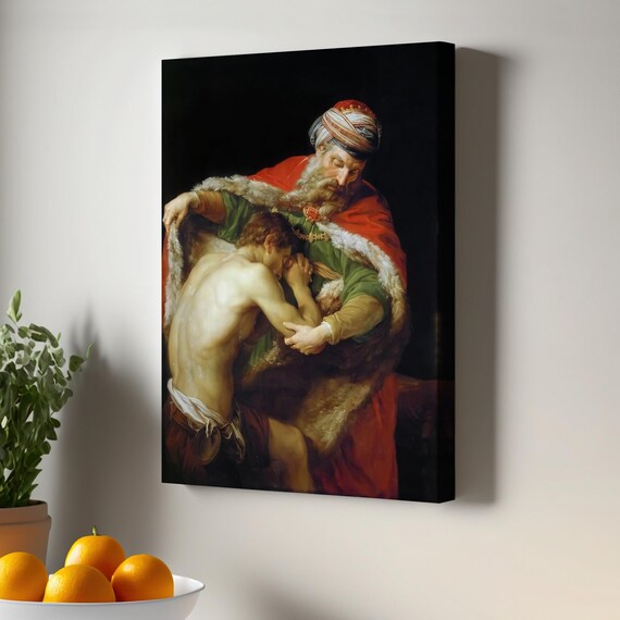 The Return Of The Prodigal Son Baroque Father Embrace Scene Print