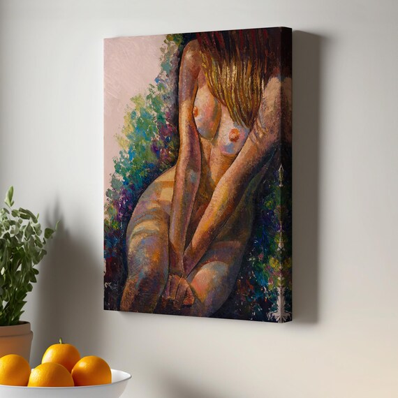 Seated Nude Female Impressionist Oil Painting Classic Fine Art Poster