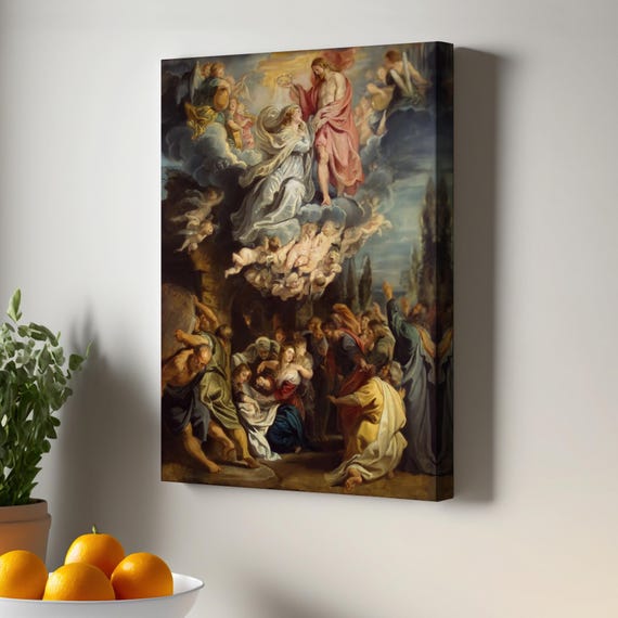 Coronation Of The Virgin 1644 Large Wall Hanging Housewarming Gifts Framed Canvas Art Modern Decor