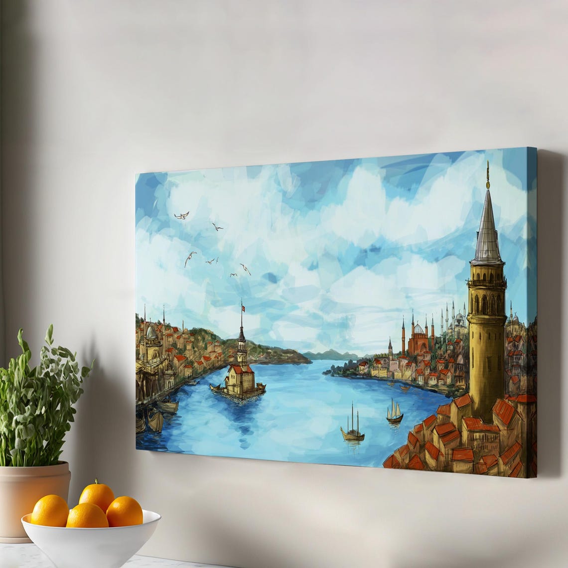Istanbul Turkey Galata Tower Bosphorus Maiden Tower Art Poster