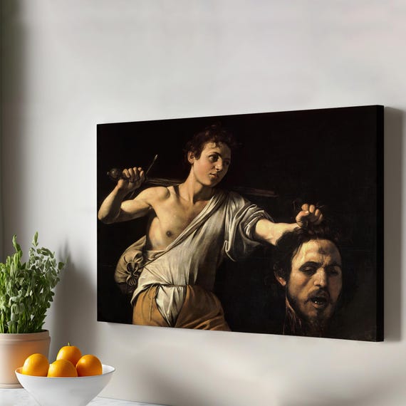 Davd Wth The Of Golath By Caravaggo Housewarming Gifts Religious Modern Wall Decor Large Art Canvas Print