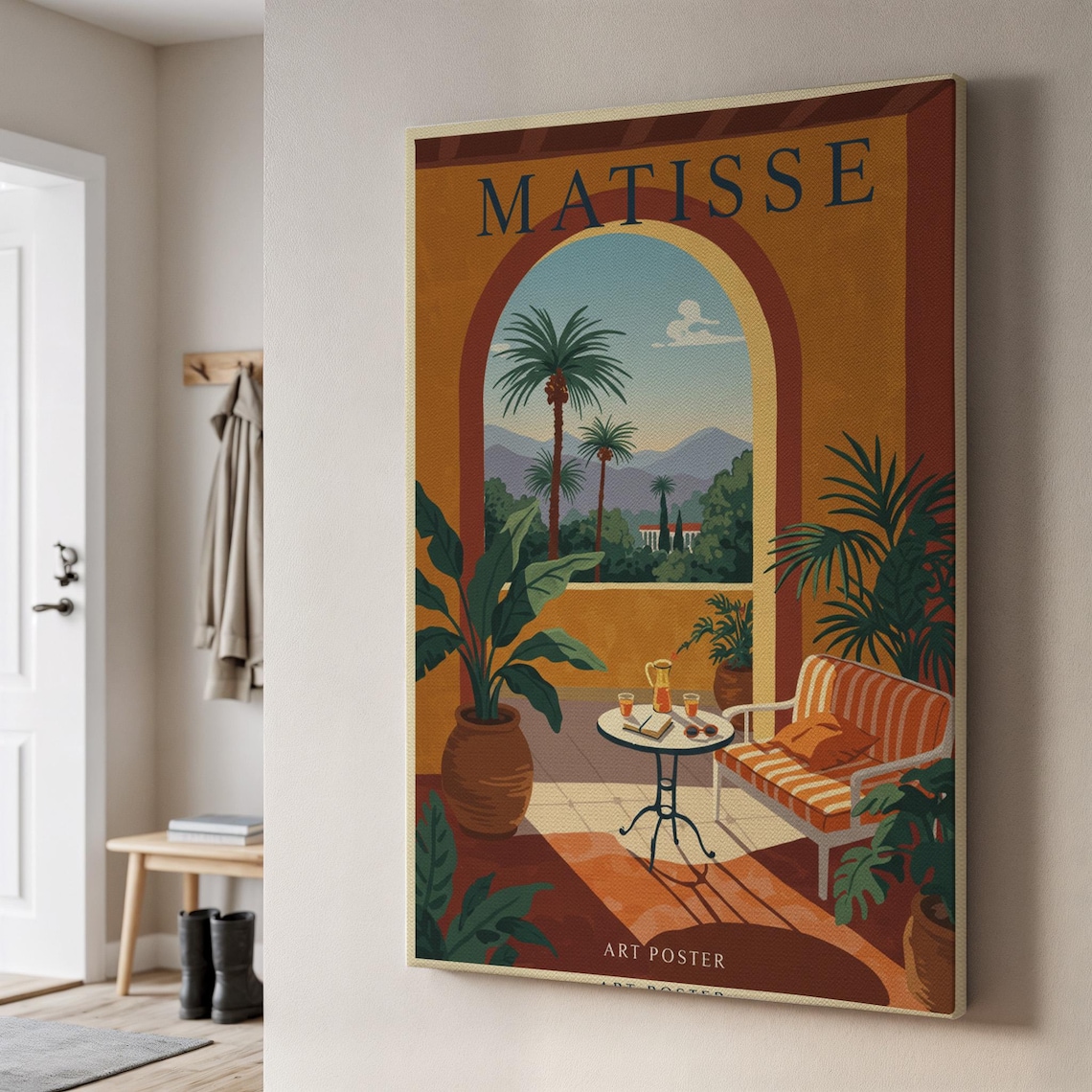 Matisse Inspired Mediterranean Archway Terrace Palm Tree Poster