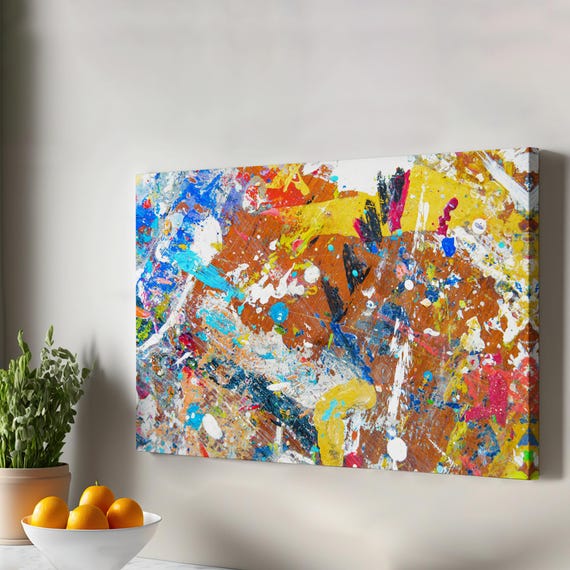 Abstract Oil Painting Look Decorative Canvas Wall Art Print Framed Modern Decor