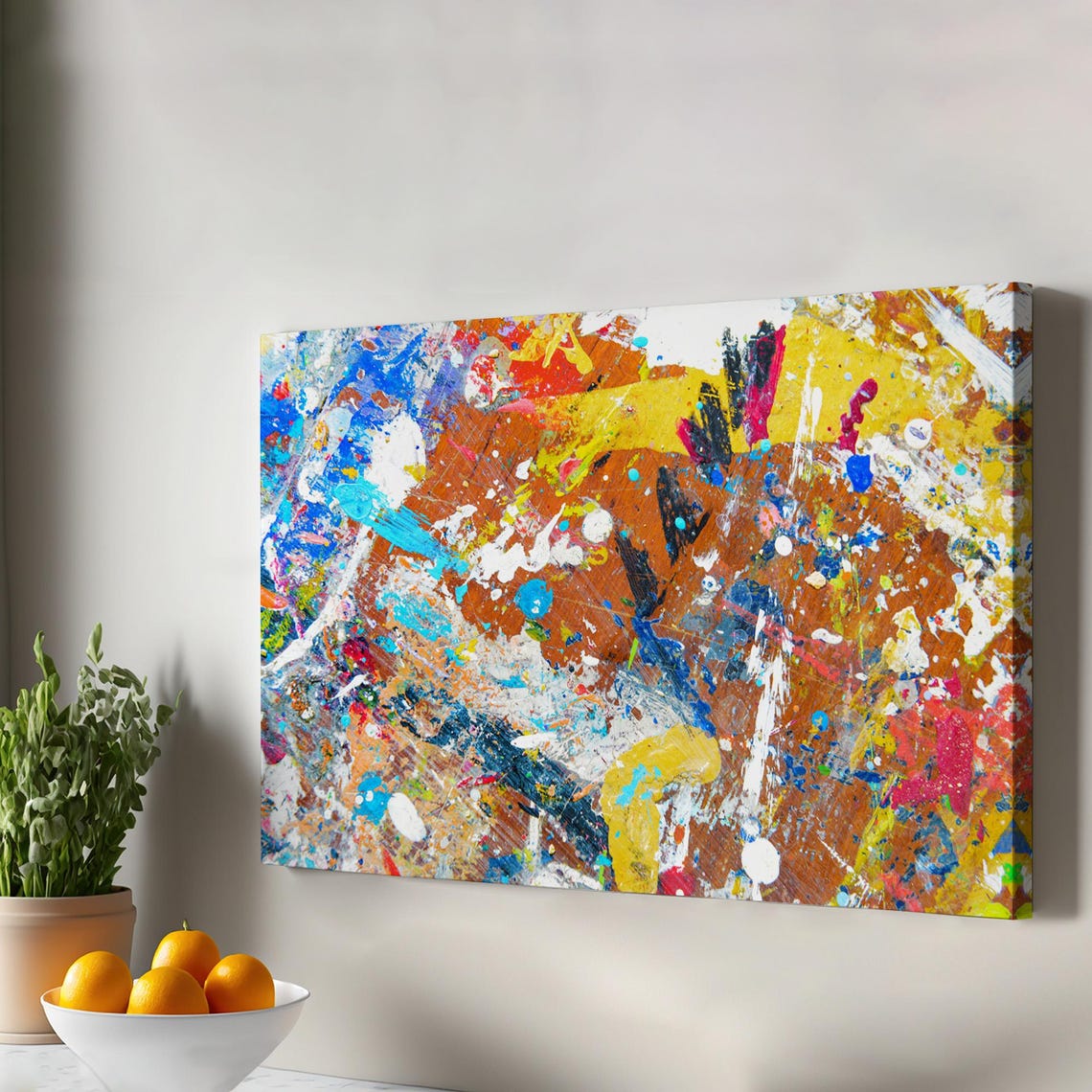 Colorful Abstract Expressionist Paint Splatter Modern Art Poster