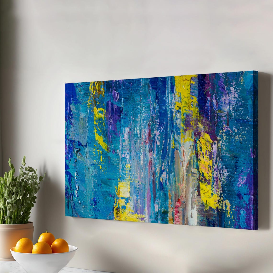 Abstract Oil Painting Look Decorative Canvas Wall Art Modern Decor Framed