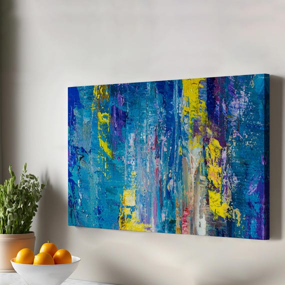 Abstract Oil Painting Look Decorative Canvas Wall Art Modern Decor Framed