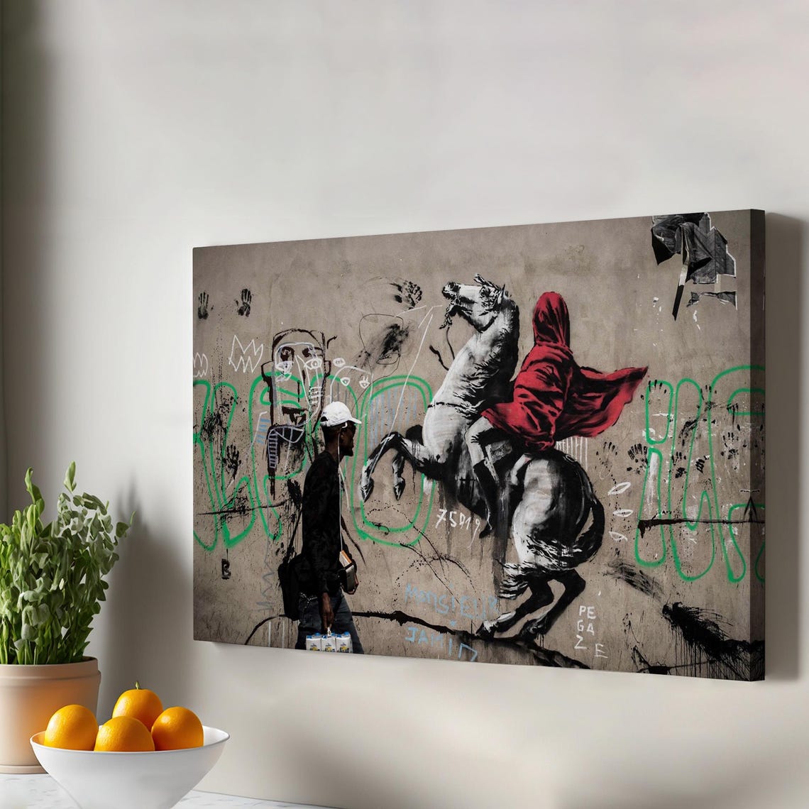 Banksy Style Napoleon On Horse Graffiti Street Art Wall Poster