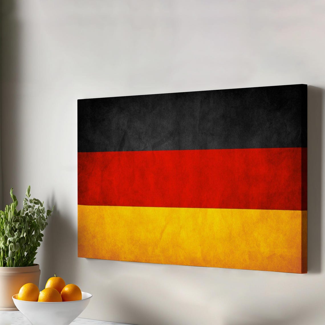 Rustic Weathered German Flag Canvas Home and Office Decor Print