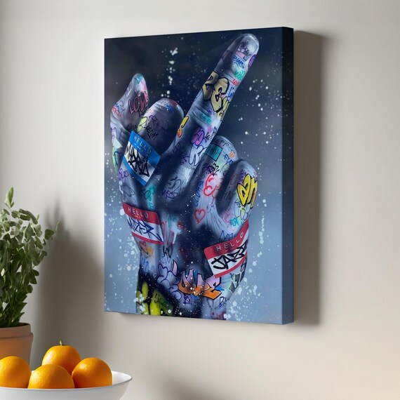 Graffiti Middle Finger Hand Gesture Street Art Urban Canvas Poster