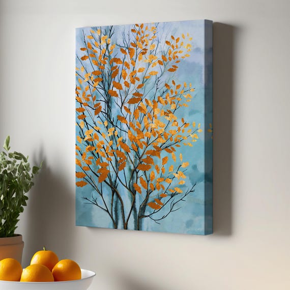 Autumn Leaves And Tree Canvas Art Flower Modern Wall Decor Housewarming Gifts Print
