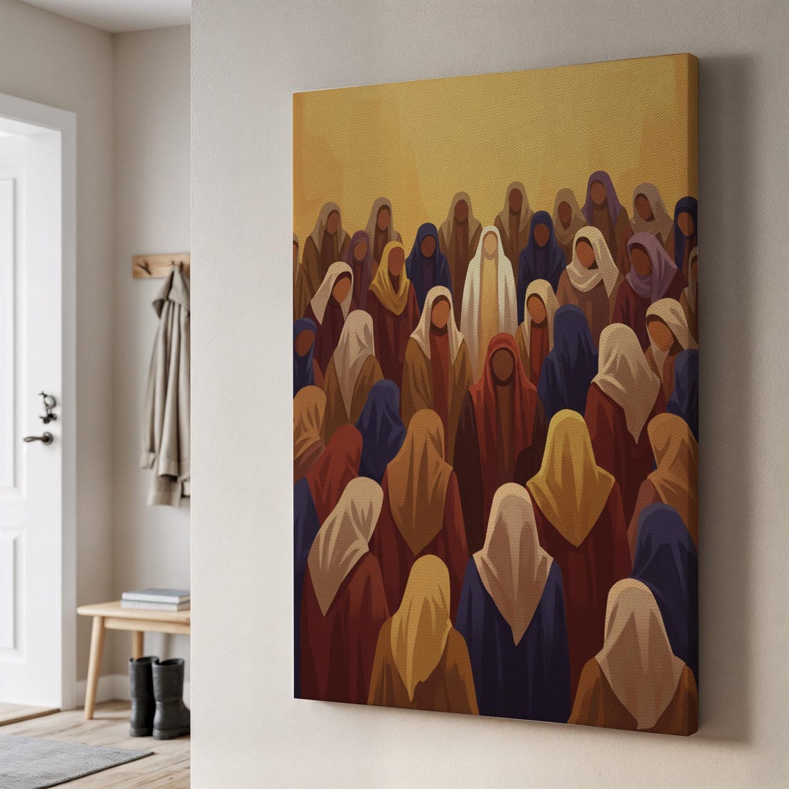 Modest Women in Hijabs Gathering Abstract Cultural Art Poster